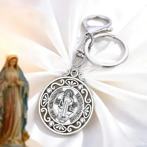 St. Benedict Medal Keychain - Durable Version - Authentic St. Benedict Commemorative Medal - Protects Catholics from Evil - Also Suitable for Students