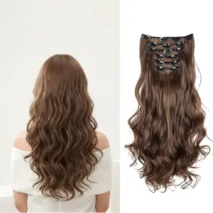 MINISO 6PCS 24 Inch Big Wavy Clip‑in Hair Extensions, Invisible Secure Clips, Natural Soft Hair, Easy to Wear for Women Everyday Hairstyle