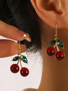 Cherry-Shaped Copper Earrings, Cherry Design, Elegant Fashion Jewelry for Women, Perfect Autumn Winter Accessory, Stylish Gift Idea