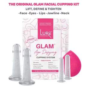 GLAM Facial Cupping Set, Lymphatic Massage for Face Lift, Puffy Eyes, Full Lips and Toned Neck