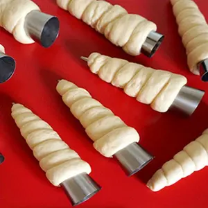 8/12pcs Stainless Steel Cream Cone Molds - Heavy-Duty 201 Baking Cones for Ice Cream, Croissants, Pastries, Waffles & Eclairs - Non-Stick Spiral Pastry Tubes, Commercial/ Kitchen Use (Durable Pastry Tools)