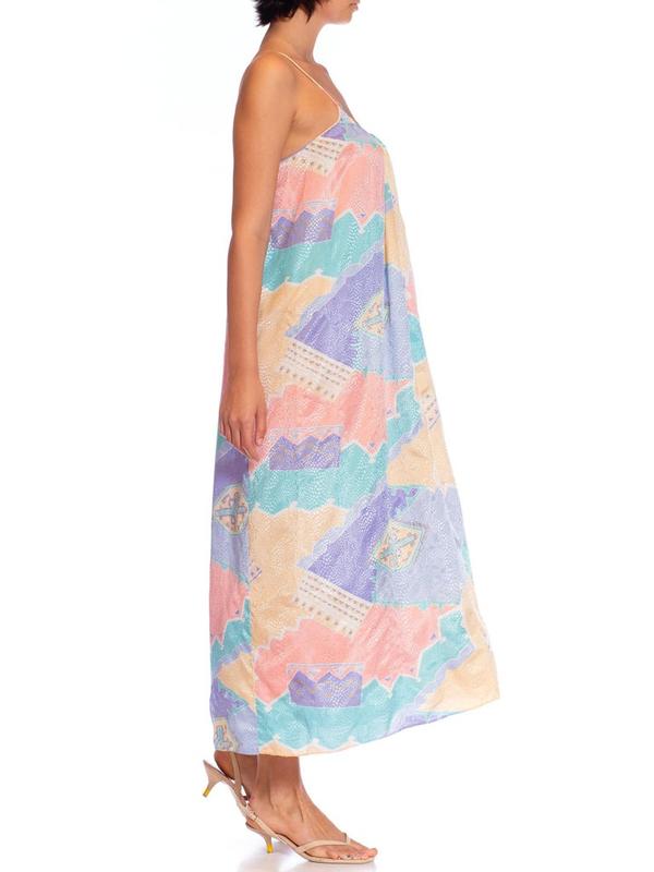1980S MARY MCFADDEN Multicolor Pastel Polyester Jacquard Dress