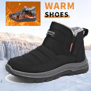 US Waterproof Winter Men Shoes Snow Boots Fur-lined Slip on Warm Ankle Size 13