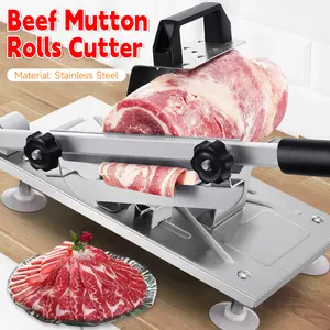 Manual Frozen Meat Slicer for Hot Pot, Adjustable Thickness Stainless Steel Meat Cutter for Beef Mutton Pork Roll, Food Slicer Machine for Shabu Shabu, BBQ, Sandwiches, Home Cooking