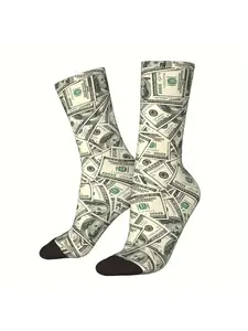 100 Dollar Bill Money Socks, Benjamin Franklin Cash Print, Hustle Rich Vibe Casual Gift