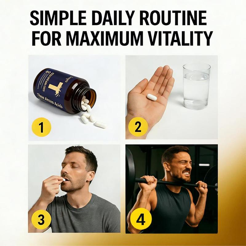 JOYUNG Vitality Formula 1200mg 3-Amino Acid Complex L-Arginine L-Citrulline L-Glutamine Energy Stamina Focus Vegan Boost 60 Count