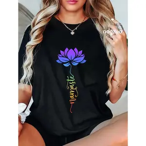100% Cotton Namaste Lotus Flower Meditation Yoga T-Shirt