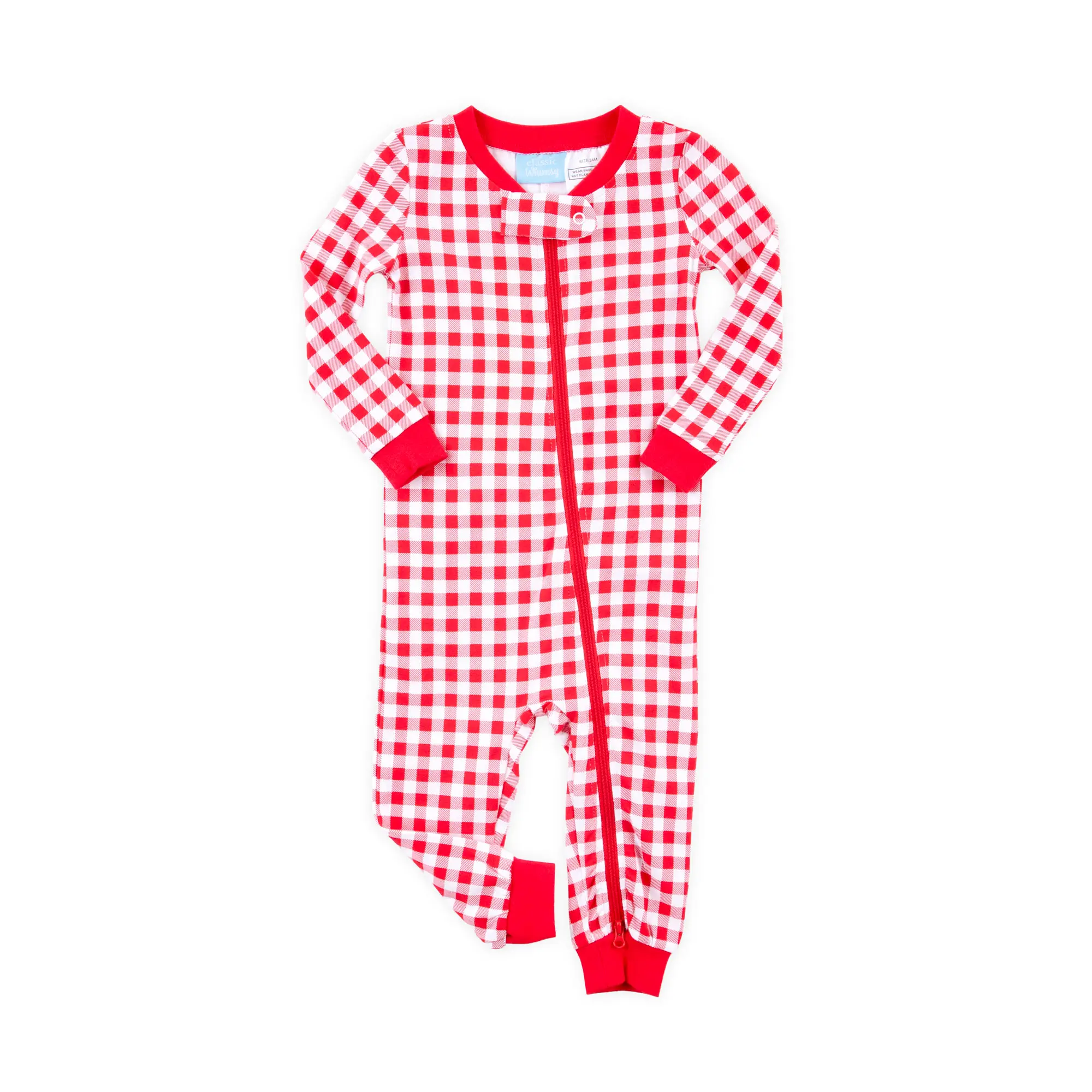 Red Gingham Knit Zip Sleeper - Unisex Baby & Toddler Christmas Pajamas