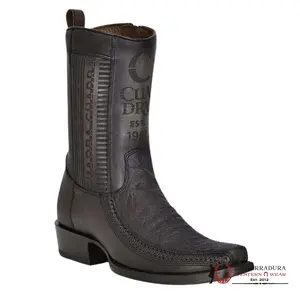 CUADRA SHORT BOOT ELEFANTE DUSTY BLACK LASER & WOVEN NARROW SQUARE TOE CU722