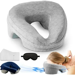 VVB Face Down Pillow for Massage Table, Massage Headrest for Bed, Stomach Sleeping Pillow with Face Cradle Pad, BBL Pillows After Post Eye Surgery Recovery, Massage Pillow with Removable Cover Grey