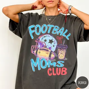 Football Moms Club Comfort Colors T-Shirt, Gameday Doodle Football Tee, Trendy Women's Football Shirt, Sports Mom Shirt, Game Day Tee Cotton Trending
