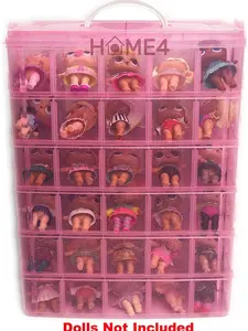 60 Adjustable Compartments 6 Layers Stackable Storage Container Organizer Carrying Display Case, Compatible with Small Toys Lol, Shopkins, Omg (Dolls Not Included)
