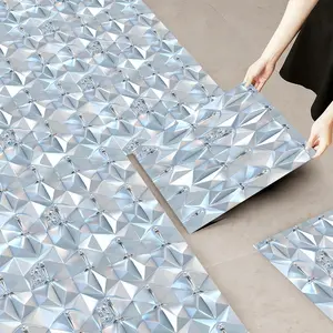 10 pieces of 2D flat floor stickers, thickened wear-resistant self-adhesive PVC floor stickers, DIY home beautification, suitable for kitchen, bathroom, bedroom, balcony, office and other floor d