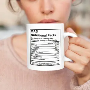 Dad Nutritional Facts Coffee Mug, Funny Fatherhood Aesthetic Cup, Heartfelt Dad Gift