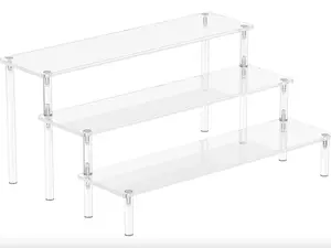 Acrylic Display Risers – 3-Tier Clear Organizer Stand for Perfume, Cupcakes, Figures, Desserts, Party Décor & Storage