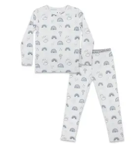 Bellabu Bear Grey Rainbows Bamboo Kids Pajamas - Soft and Breathable