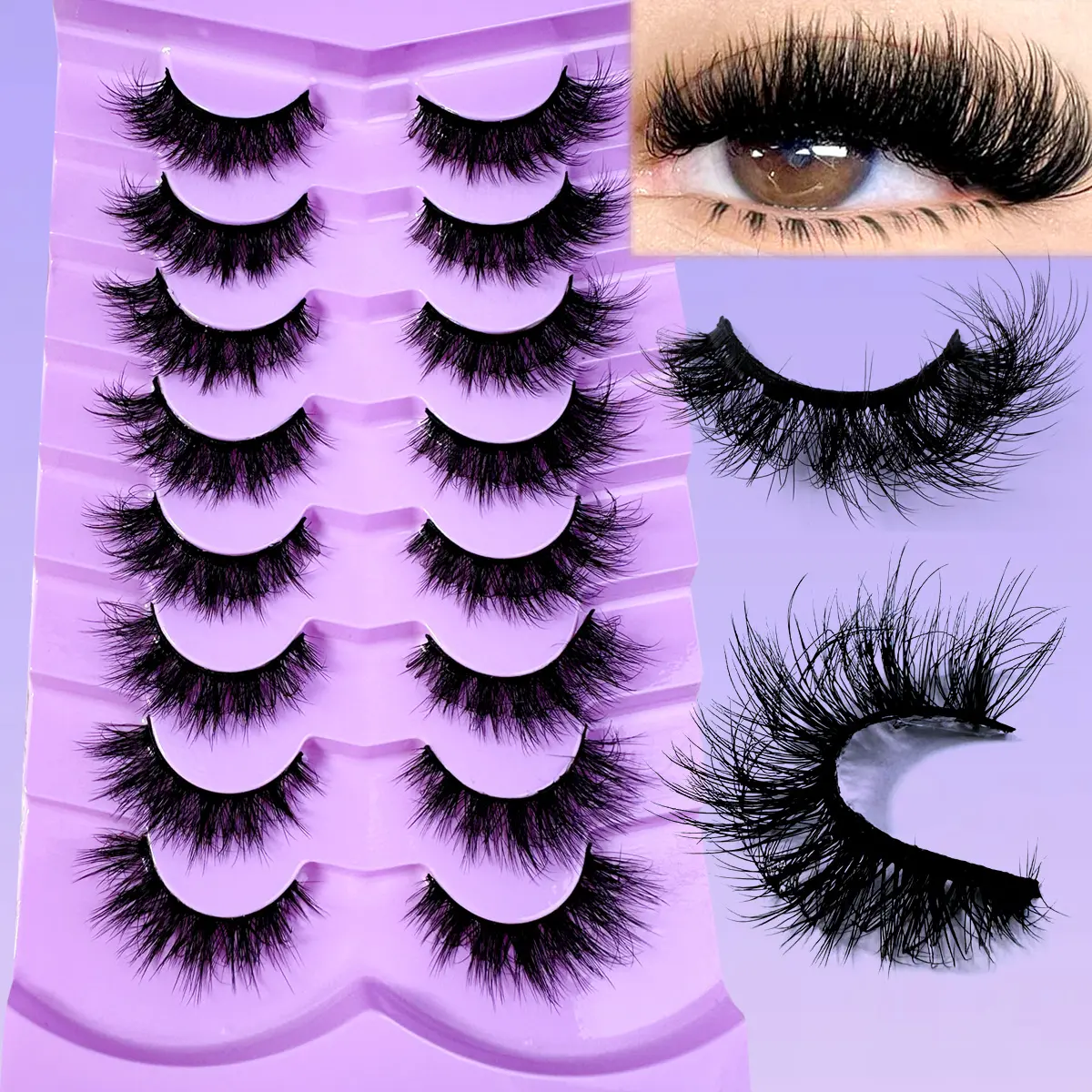 Mix 8pairs 5D Mink Eyelashes Makeup Eyelashes 20mm 3D Mink Lashes Fluffy Soft Wispy Volume Thick Long Mink False Eyelashes Cat Eye Lashes eye makeup strip lash