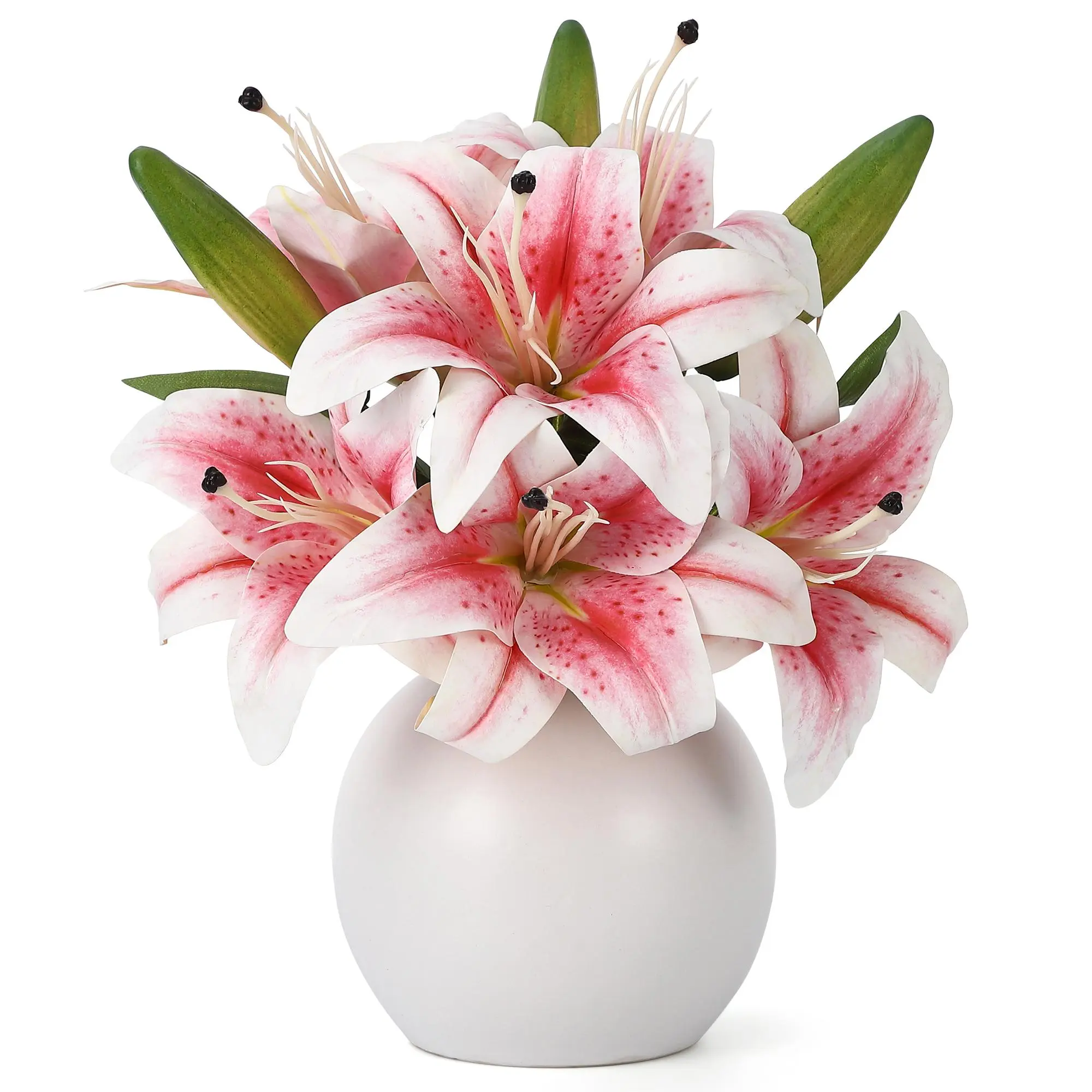 Garvee 24PCS Real Touch Calla Lily with Vase, Artificial Flowers with Faux Water for Centerpiece Table Decor, Latex Fake Flower for Wedding, Home, Office Counter Decorations, Pink