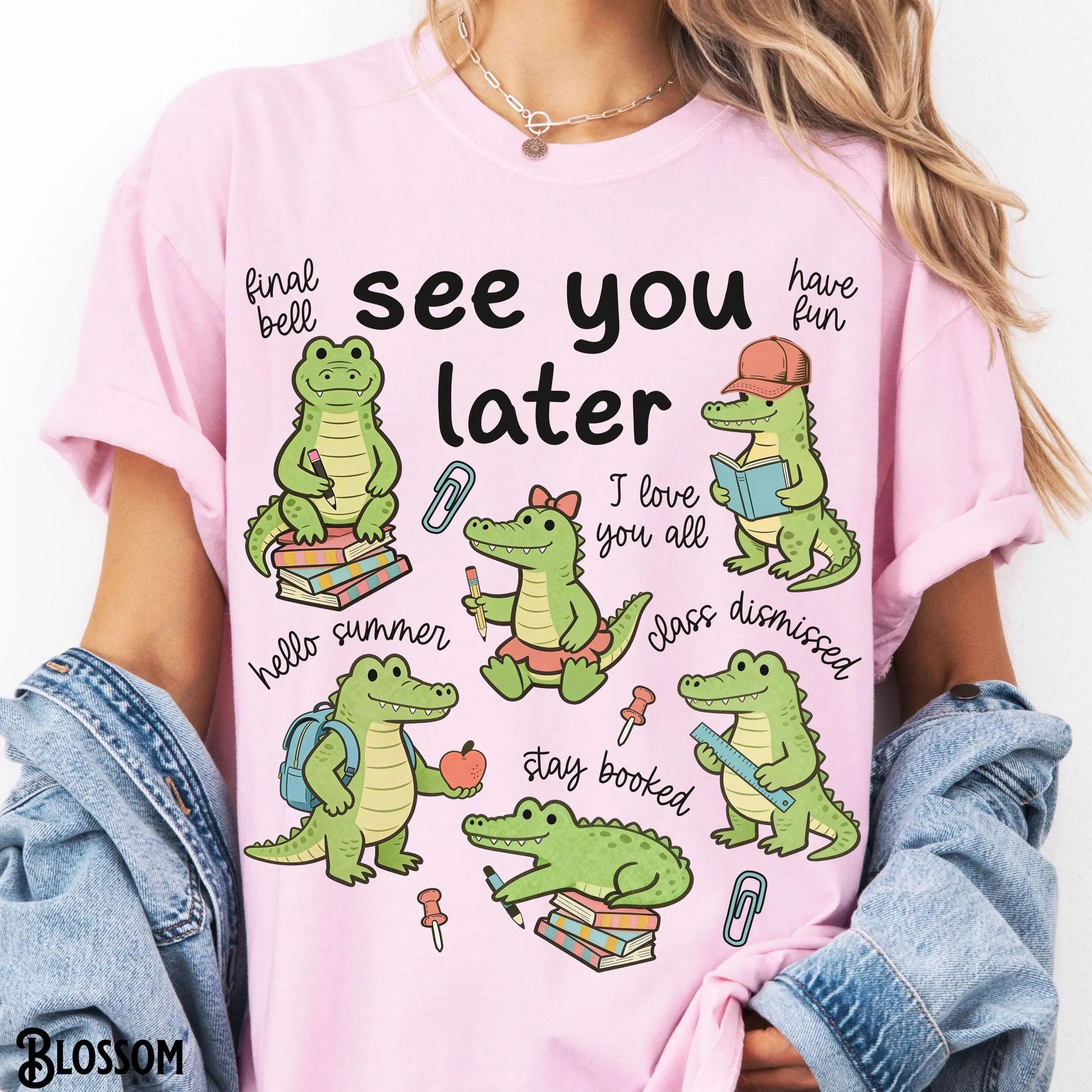 See You Later Alligator Teacher Shirt, , Last Day of School, School's Out Summer Break, Unisex Garment-Dyed Tee