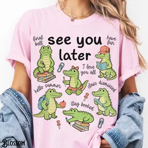 See You Later Alligator Teacher Shirt, , Last Day of School, School's Out Summer Break, Unisex Garment-Dyed Tee