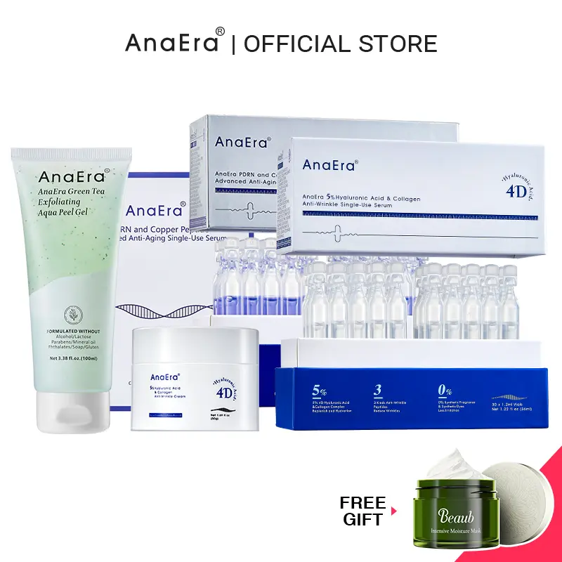 AnaEra Pro-Grade Age Reset Set | Choose Your Hero Serum: 5% HA Ampoule OR PDRN+Copper Peptide | GHK-Cu Serum | Firming, Sculpting, and Collagen-boosting | Prevent Skin Aging | BFS Sterile Technology |  Deep Hydration, Smoother Skin, Summervibes