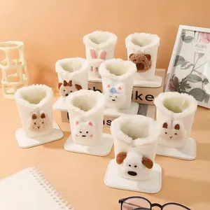 1-Pack Plush Lined Eyeglass Case - Cute Animal Faux Leather Glasses Holder