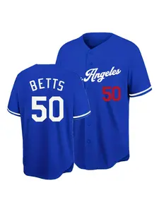 Men's "Los Angeles 50" Embroidered Baseball Jersey, High-Quality, Loose Fit, Breathable Sportswear, Casual All-Season Wear, Unisex, Baseball Shirt