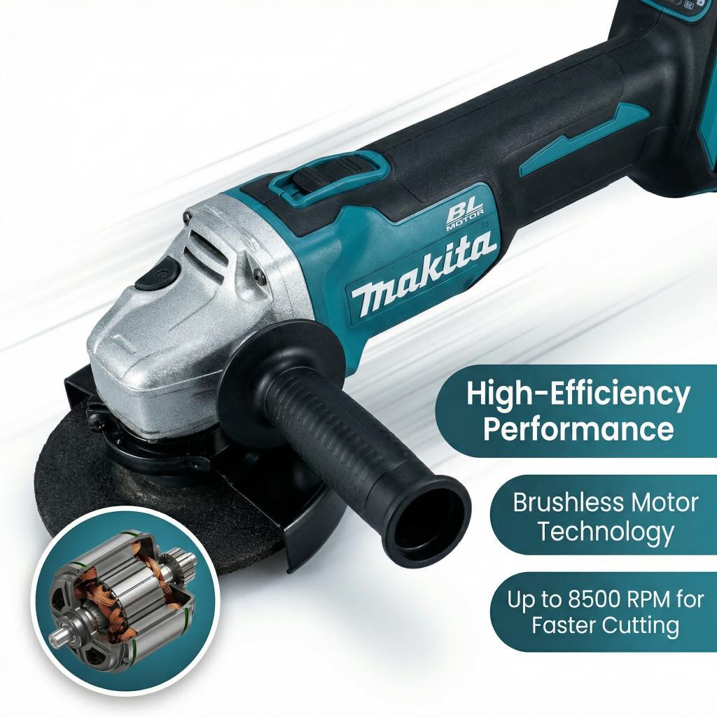 Makita DGA404 125mm  Angle Grinder Bare Tool for Workshop Fabrication Brushless Motor High Speed Performance     Cordless Lithium Nailer Kit