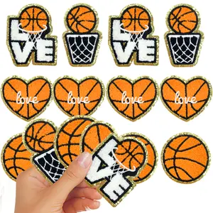 12Pcs Iron On Embroidery Patches Basketball Cute Appliques Decorative Fashion Accessories for DIY Clothes Jackets Jeans Hats Backpacks Socks