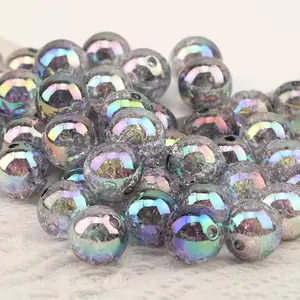 Frosted Black UV Galaxy 16mm Acrylic Bead Set of 5