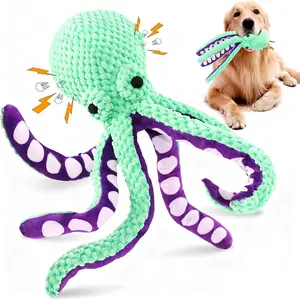 Octopus-shaped plush pet toy, large squeaky dog ​​toy, suitable for small, medium, and large dogs.