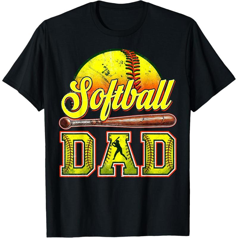 Retro Softball Dad Game Day Dad Father's Day T-Shirt Made in USA