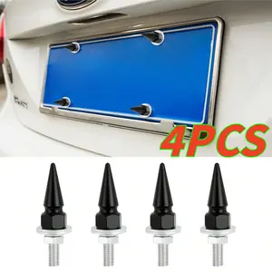 4PCS License Plate Screws, Motorcycle License Plate Bolts, Spike License Plate Screws, Anti Theft License Plate Bolts Kit Fit for Most Vehicle Motorcycles Trucks