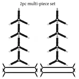 2pc Bed Sheet Straps,6 PCS Secure and Fitted Sheet Straps for Full Size Bed,Adjustable Sheet Clips Elastic Fasteners Holders for Corners,Enhance Your Sleeping Experience(Black)