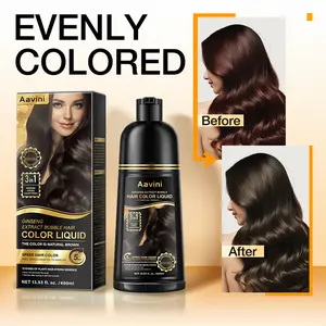 Aavini 3 in 1 Hair Dye Shampoo - Can cover gray hairs,Herbal Ingredients Natural Shampoo,Contains Ginseng Extract,Natural Haircoloring, Salon chestnut brown