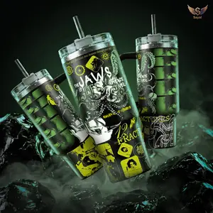 Pierce the Veil The Jaws of Life 40 oz Insulated Water Bottle, 18/8 Stainless Steel Vacuum Tumbler with Handle & Straw, Green Octopus Kraken Graphic, Leakproof Portable Travel Mug, Keeps Drinks Hot/Cold 12H+ for Emo Fans, Dark Aesthetic Merch Gift