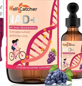 NAD+ Liquid Supplement for Women Men: NAD+ Resveratrol Drops with Grape Seed Extract CoQ10 Zinc Vitamin B2 Nicotinamide Riboside Support Energy Anti-Aging & Heart Health Grape Flavor 30 Servings