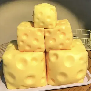 XL HUGE Squishy Cheese Block - Yellow Moldable Fidget Toy for Kids & Adults, Stress Relief Sensory Squeeze Toy, Fun Play & Relaxation, Perfect Easter Gift