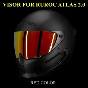 RUROC Atlas 2.0 Helmet Visor for Motorcycle - Red Color, Anti-UV & Anti-Scratch, Polycarbonate Lens, Full Face Helmet Accessory