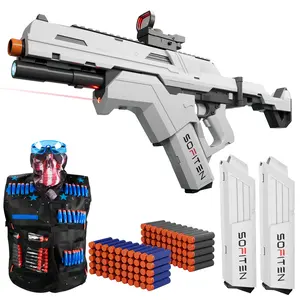 SOFITEN Ascend N,7.4V Full Auto high speed Toy foam blaster set / Infrared / Flashlight / Power Indicator & Foldable Stock / 100 darts, Toy gun set ideal for 8+ boys girls; For Gift / family party / outdoorfun / Birthday / Practice summertoy