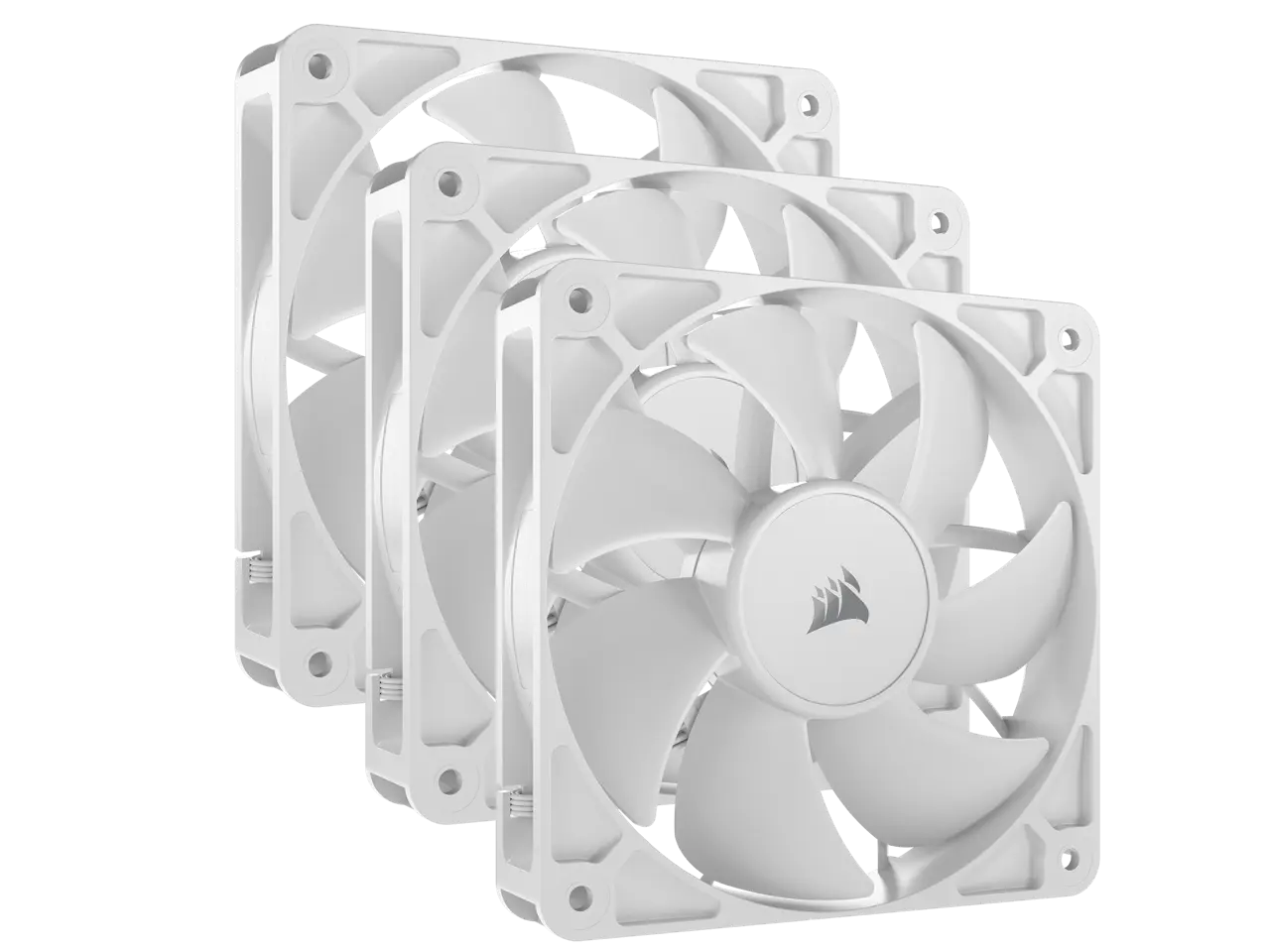 CORSAIR RS120 PWM 120mm Fans Triple Pack - White - Simplified Control - Daisy-Chain 4-Pin PWM Connection - Concentrated AirGuide Cooling - Magnetic Dome Bearing