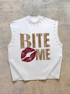 Men's Casual Vest with Stud Design, Sleeveless, Casual Tank Top, Sporty Fitness Streetwear, Graphic Pattern, Fitted Long Sleeve, All Seasons Comfort