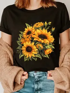 100% Cotton Yellow Sunflowers Cute summer flowers Floral Positivity T-Shirt