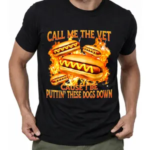 Funny Hot Dog Meme TShirt With Call Me The Vet Phrase Perfect For Humor Fans