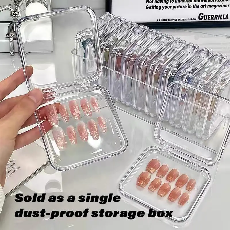 Artificial Nail Display Storage Box, Transparent Nail Packaging Box, High Transparency Dust-Proof Design, Ideal for Manicure Accessories Organization, Clear Plastic Boxes, Display Container, Dustproof Clear Box, Clear Containers, Clear Organizer