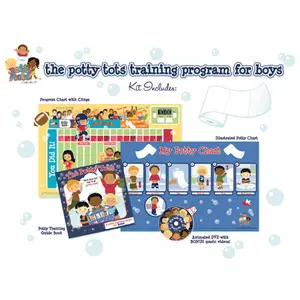 212 MAIN Potty Tots Training Program for Boys - Wipe-Clean Interactive Kit with Fun Animation Clips, Illustrated Charts, Potty Trainer Toddler Early Learning Book