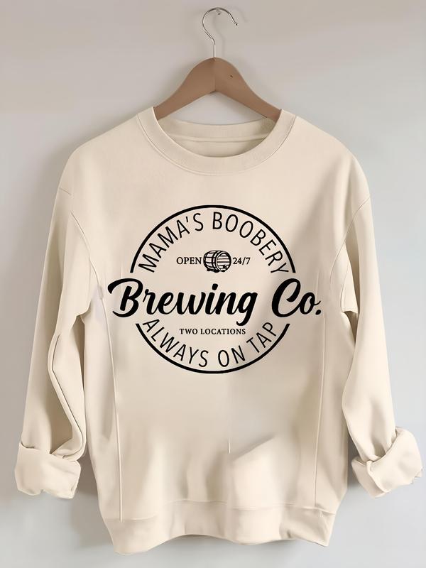 Giftifymama Mama's Boobery Long Sleeve Pullover Sweatshirt Fleece Nursing Maternity Sweatshirt Cotton Zip Nursing Pullover Crew Neck Design Loose Fit Spring & Autumn Wear L Multiple Sizes S-XXL Postpartum essentials Mother’s Day gift breastfeeding clothes