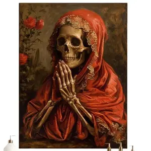 Skull Art Wall Decor, Halloween Festival Decoration, Modern Horror Painting, Perfect Gift for Living Room & Bedroom, No Frame Included