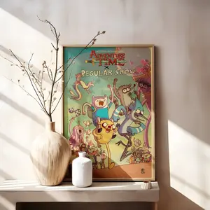 Adventure Time X Regular Show Poster, Adventure Time TV Show Poster, Regular Show, Adventure Time Series, Animated Series Poster,