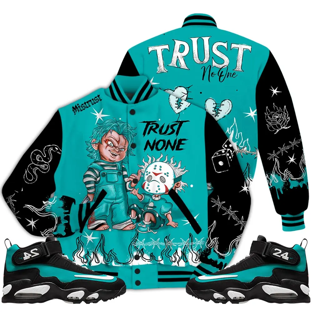 Air Griffey Max 1 Freshwater Outfit Varsity Jacket, Scary Trust No One Shirt Matching Sneaker Streetwear